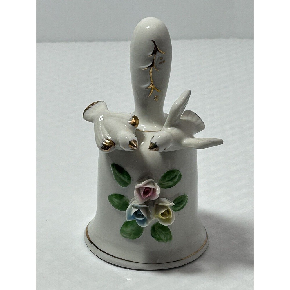 Genuine Porcelain Handcrafted Floral Birds Dinner‎ Bell